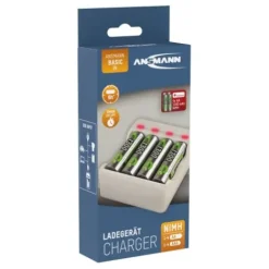 ANSMANN AG Akku-Ladegerät Basic IV + 4× AA 1300mAh^ Akku-ladegeräte