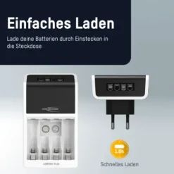 ANSMANN AG Akku-Ladegerät Comfort Plus + 4× AA 2100mAh^ Akku-ladegeräte