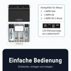 ANSMANN AG Akku-Ladegerät Comfort Plus + 4× AA 2100mAh^ Akku-ladegeräte