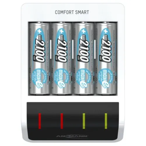 ANSMANN AG Akku-Ladegerät Comfort Smart + 4× AA 2100mAh^ Akku-ladegeräte