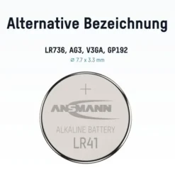 ANSMANN AG Alkaline Knopfzelle LR41 / LR736 / AG3^ Knopfzellen Batterien