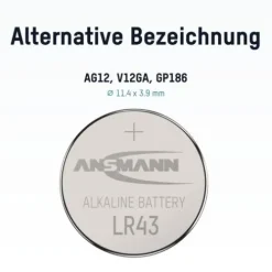 ANSMANN AG Alkaline Knopfzelle LR43 / LR1142 / AG12^ Knopfzellen Batterien
