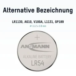 ANSMANN AG Alkaline Knopfzelle LR54 / LR1130 / AG10^ Knopfzellen Batterien