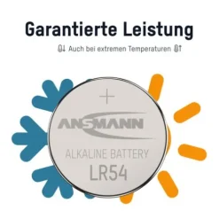 ANSMANN AG Alkaline Knopfzelle LR54 / LR1130 / AG10^ Knopfzellen Batterien