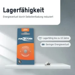 ANSMANN AG Alkaline Knopfzelle LR54 / LR1130 / AG10^ Knopfzellen Batterien