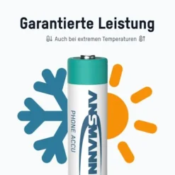 ANSMANN AG Dect NiMH Akku Mignon AA Typ 1800 (min. 1600 mAh) maxE 2er Papierblister^ Akkus