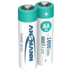 ANSMANN AG Dect NiMH Akku Mignon AA Typ 1800 (min. 1600 mAh) maxE 2er Papierblister^ Akkus