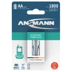 ANSMANN AG Dect NiMH Akku Mignon AA Typ 1800 (min. 1600 mAh) maxE 2er Papierblister^ Akkus