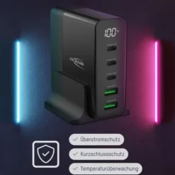 ANSMANN AG Desktop Charger mit Display DC5140PD 140W / 5 A / 140 W / 5 Port^ Usb-ladegeräte