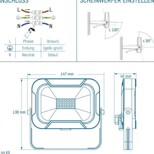 ANSMANN AG Flutlicht WFL800 kabelgebunden 10 W^ Flutlichter