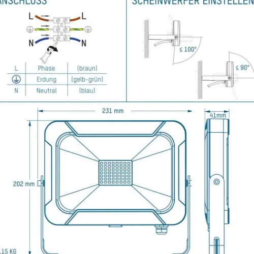 ANSMANN AG Flutlicht WFL2400 kabelgebunden 30 W^ Flutlichter