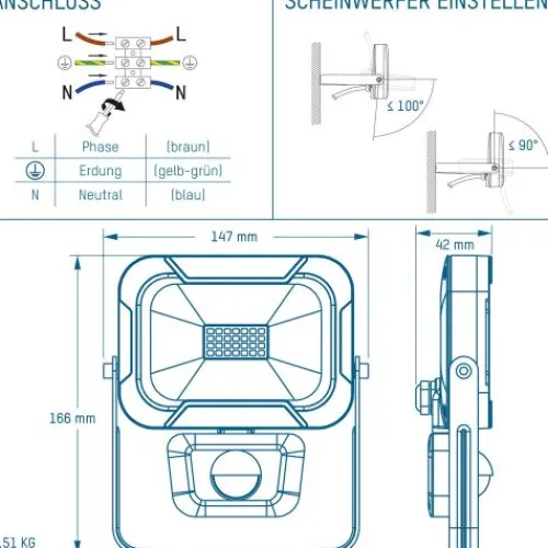 ANSMANN AG Flutlicht WFL800S kabelgebunden 10 W^ Flutlichter