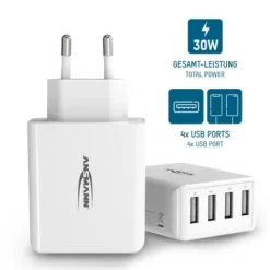 ANSMANN AG Home Charger HC430 weiß / 6 A / 30 W / 4 Port^ Usb-ladegeräte