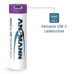 ANSMANN AG Li-Ion Akku 18650 2600 mAh mit USB Typ-C Ladebuchse^ Akkus