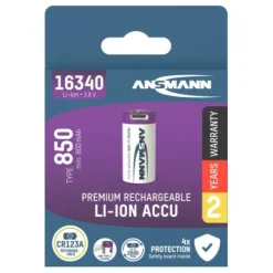 ANSMANN AG Li-Ion Akku 16340 / RCR123 850 mAh mit USB Typ-C Ladebuchse^ Akkus