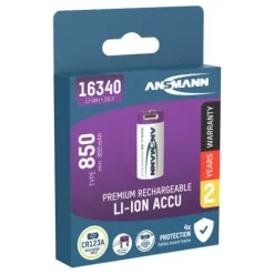ANSMANN AG Li-Ion Akku 16340 / RCR123 850 mAh mit USB Typ-C Ladebuchse^ Akkus