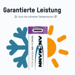 ANSMANN AG Li-Ion Akku 16340 / RCR123 850 mAh mit USB Typ-C Ladebuchse^ Akkus