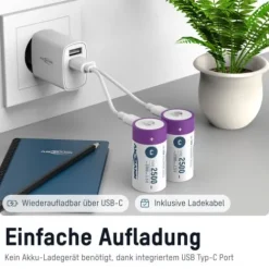 ANSMANN AG Li-Ion Akkus Baby C Typ 2500 (min. 2300 mAh) 2er Papierblister^ Akkus