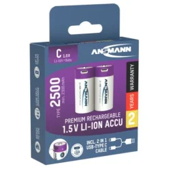 ANSMANN AG Li-Ion Akkus Baby C Typ 2500 (min. 2300 mAh) 2er Papierblister^ Akkus