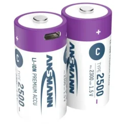 ANSMANN AG Li-Ion Akkus Baby C Typ 2500 (min. 2300 mAh) 2er Papierblister^ Akkus