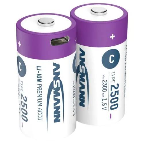 ANSMANN AG Li-Ion Akkus Baby C Typ 2500 (min. 2300 mAh) 2er Papierblister^ Akkus