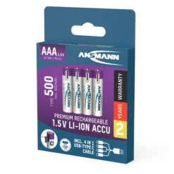 ANSMANN AG Li-Ion Akkus Micro AAA Typ 500 (min. 400 mAh) 4er Papierblister^ Akkus