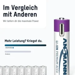 ANSMANN AG Li-Ion Akkus Micro AAA Typ 500 (min. 400 mAh) 4er Papierblister^ Akkus