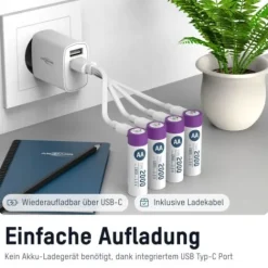 ANSMANN AG Li-Ion Akkus Mignon AA Typ 2000 (min. 1800 mAh) 4er Papierblister^ Akkus