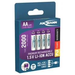 ANSMANN AG Li-Ion Akkus Mignon AA Typ 2000 (min. 1800 mAh) 4er Papierblister^ Akkus