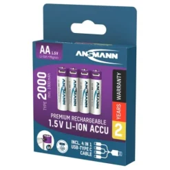 ANSMANN AG Li-Ion Akkus Mignon AA Typ 2000 (min. 1800 mAh) 4er Papierblister^ Akkus