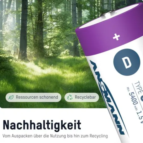 ANSMANN AG Li-Ion Akkus Mono D Typ 6000 (min. 5400 mAh) 2er Papierblister^ Akkus