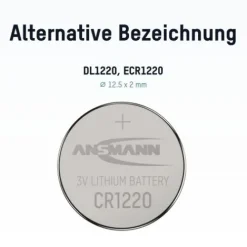 ANSMANN AG Lithium Knopfzelle CR1220^ Knopfzellen Batterien