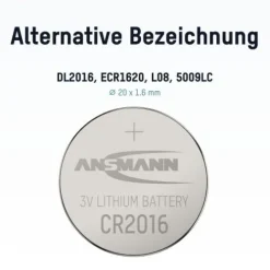 ANSMANN AG Lithium Knopfzelle CR2016^ Knopfzellen Batterien