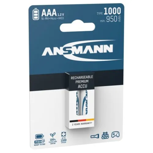 ANSMANN AG NiMH Akku Micro AAA Typ 1000 (min. 950 mAh) 2er Blister^ Akkus