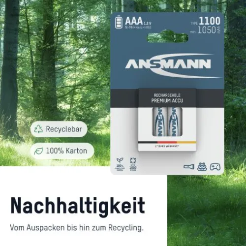 ANSMANN AG NiMH Akku Micro AAA Typ 1000 (min. 950 mAh) 2er Blister^ Akkus