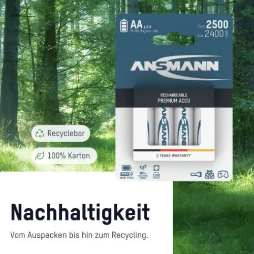 ANSMANN AG NiMH Akku Mignon AA Typ 2500 (min. 2400 mAh) maxE 4er Blister^ Akkus