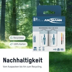 ANSMANN AG NiMH Akku Mono D 5000 mAh maxE 2er^ Akkus