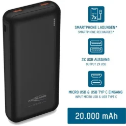 ANSMANN AG Powerbank 20000 mAh^ Schnelllade-powerbanks