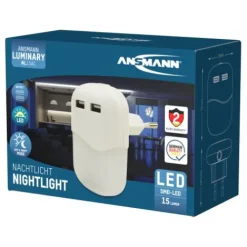 ANSMANN AG Steckdosennachtlicht NL15AC + 2USB^ Nachtlichter