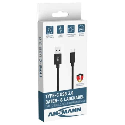 ANSMANN AG Type-C USB Daten und Ladekabel 120 cm^ Typ C