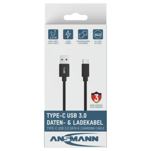 ANSMANN AG Type-C USB Daten und Ladekabel 120 cm^ Typ C