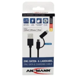 ANSMANN AG USB 2in1 Micro/Lightning Daten und Ladekabel 120 cm^ Lightning