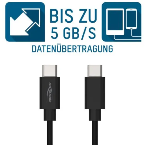 ANSMANN AG USB Typ-C zu Typ-C Daten und Ladekabel 120 cm^ Typ C