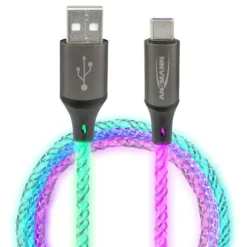 ANSMANN AG USB-A auf USB Typ-C Kabel mit LED-Beleuchtung, 100 cm^ Typ C