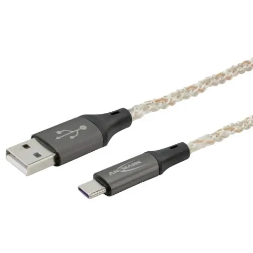 ANSMANN AG USB-A auf USB Typ-C Kabel mit LED-Beleuchtung, 100 cm^ Typ C