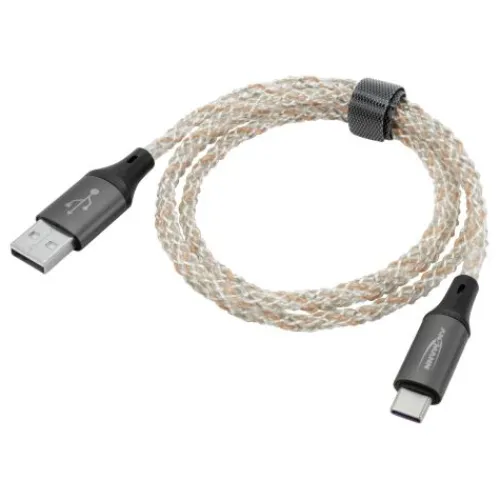 ANSMANN AG USB-A auf USB Typ-C Kabel mit LED-Beleuchtung, 100 cm^ Typ C