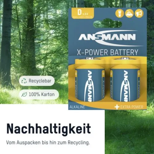 ANSMANN AG X-Power Alkaline Batterie Mono D / LR20 2er Papierblister^ Batterien